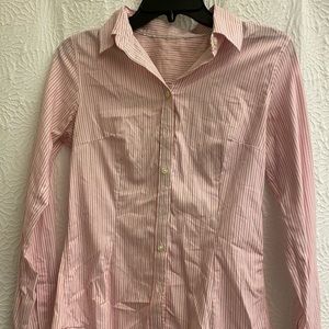 Banana republic pink multi stripe fitted blouse